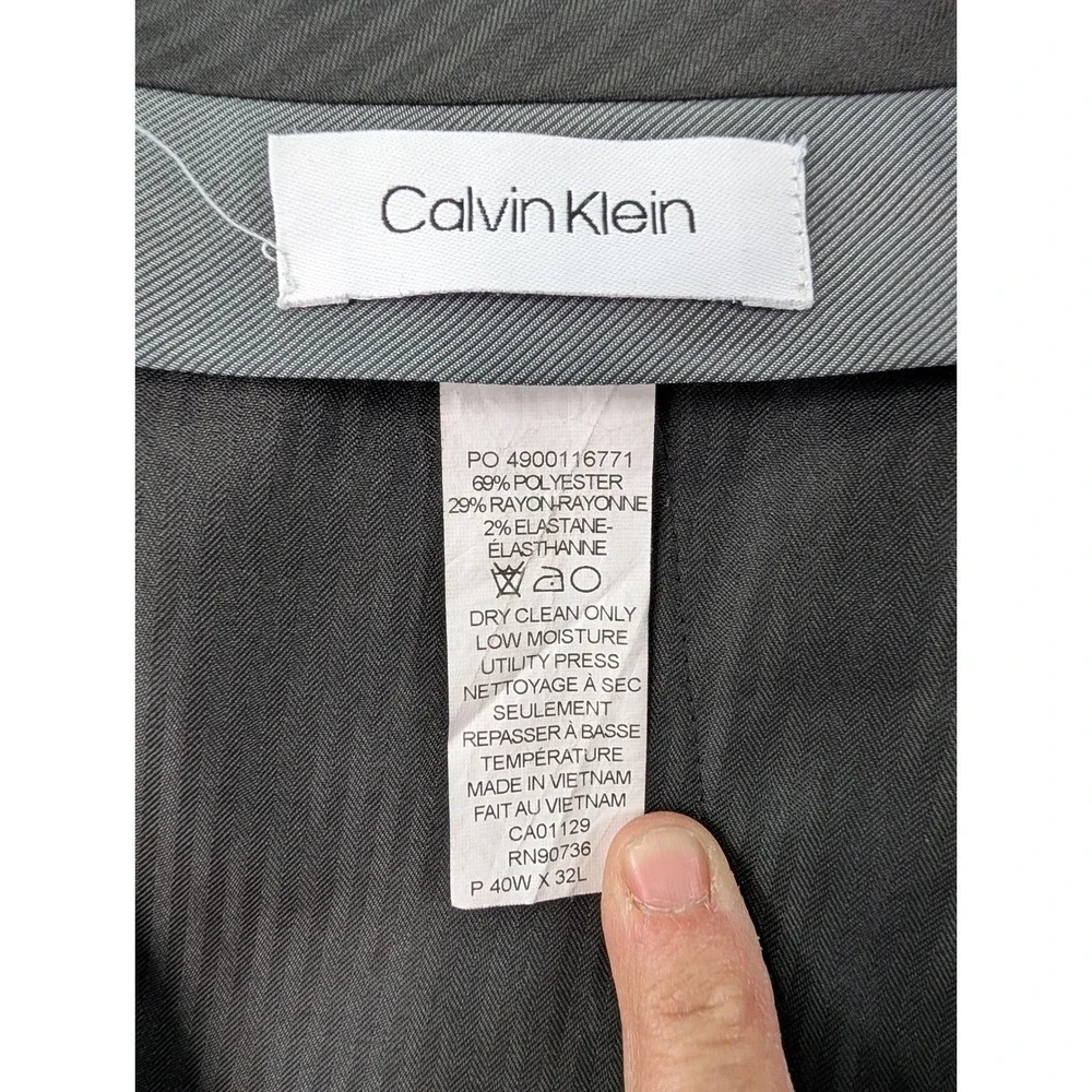 Calvin Klein Mens Dress Pants Black Flat Front Straight Leg‎ 40W x 32L
